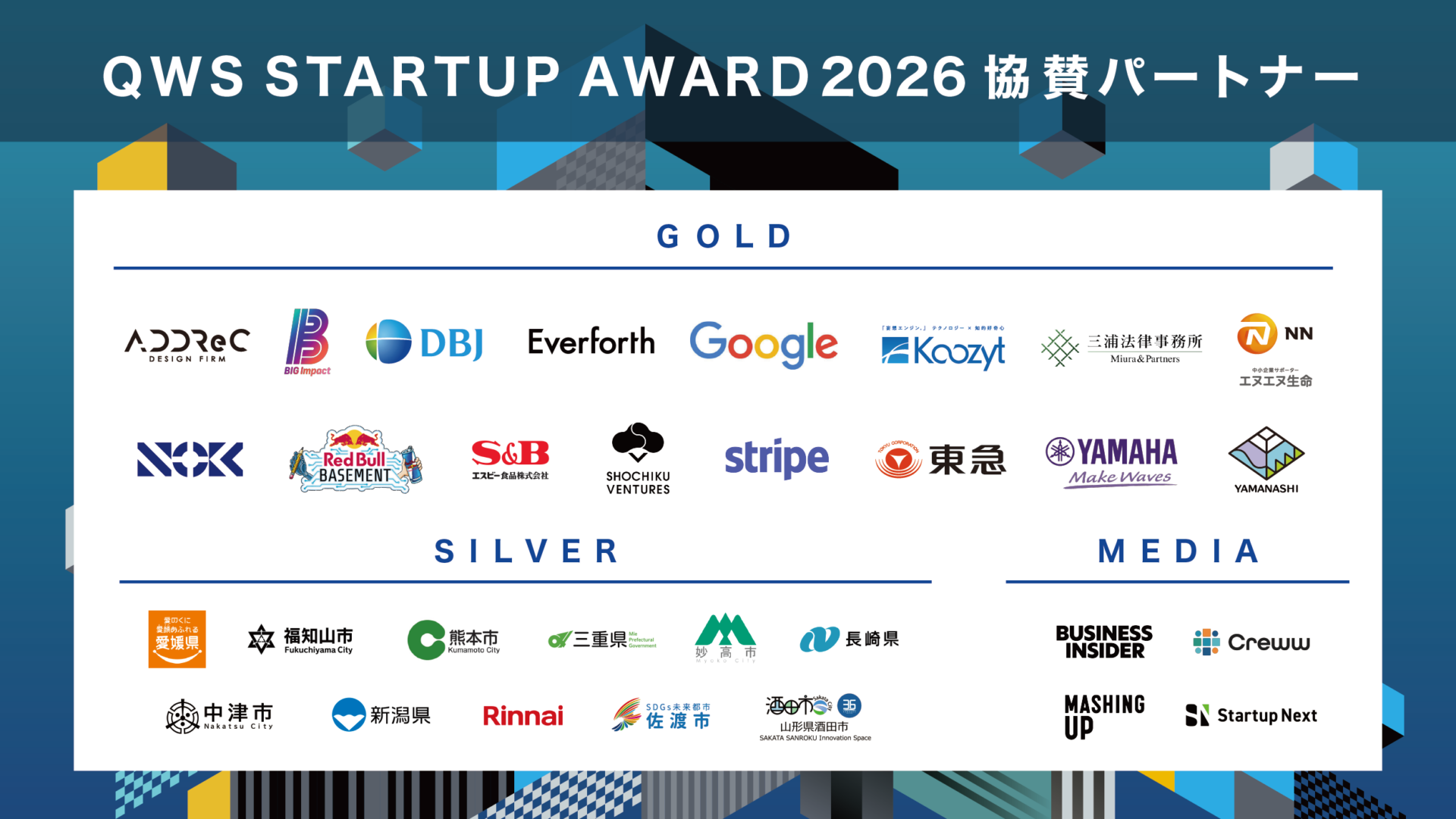 QWS STARTUP AWARD 2026　協賛パートナー一覧
